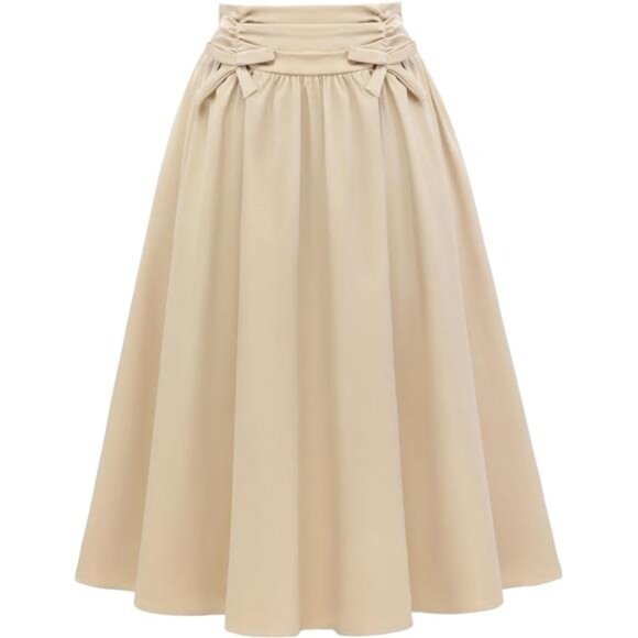 Midi Skirts for Women High Waist Apricot - Picture 1 of 5